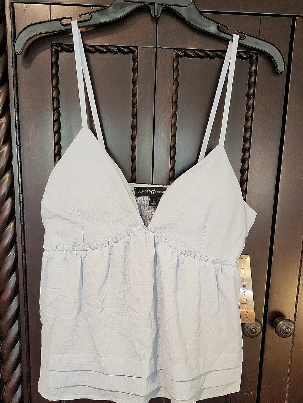 Almost Famous Pale Blue Spaghetti-Strap Babydoll Camisole